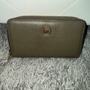 Michael Kors Khaki Wallet with Gold Logo